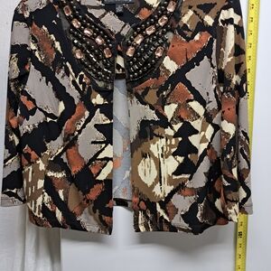 R&M Richards Women’s Beaded Open-Front Jacket - Black Multi